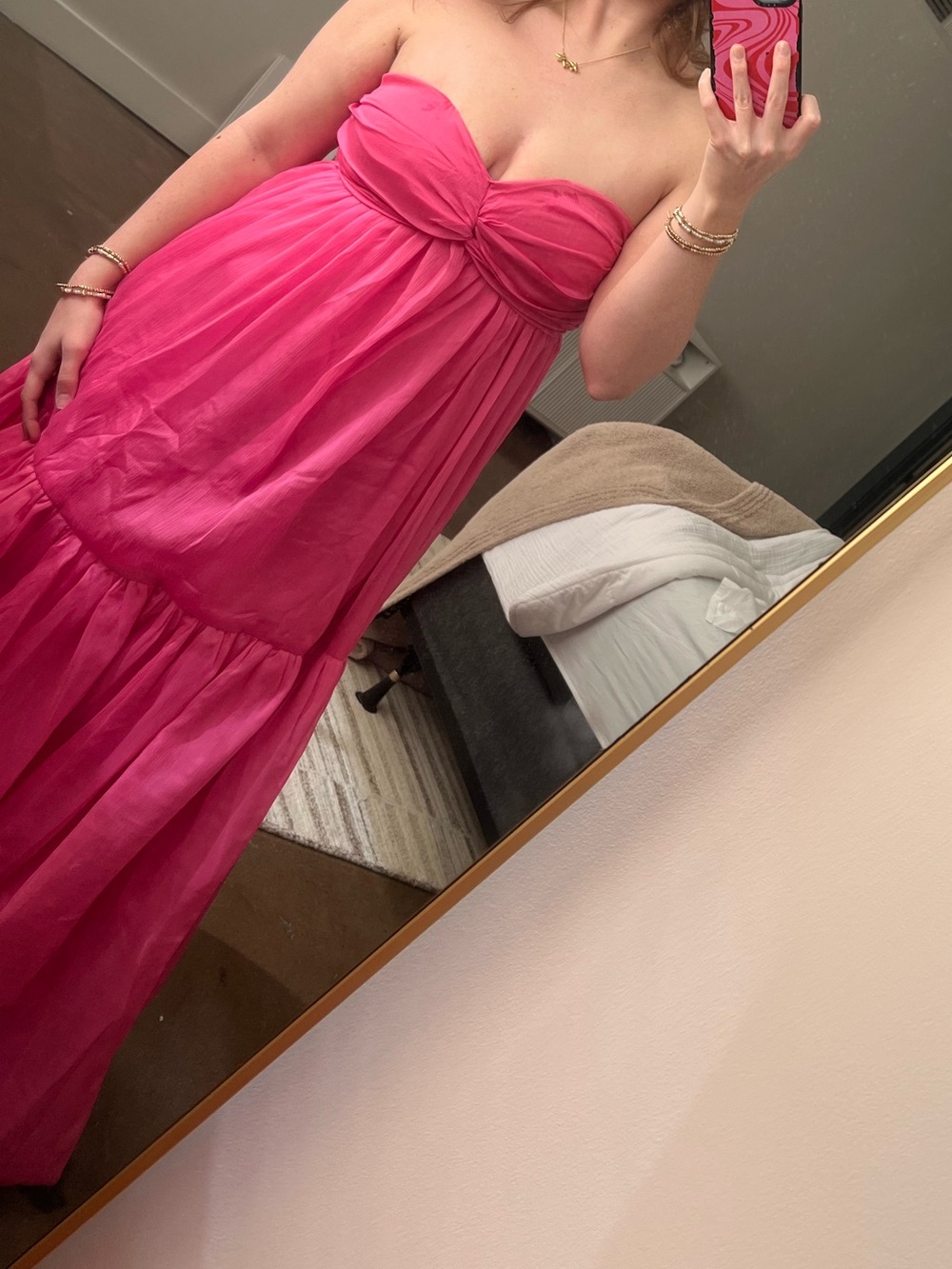 Hello Molly Strapless Hot Pink Maxi with Twist Bust